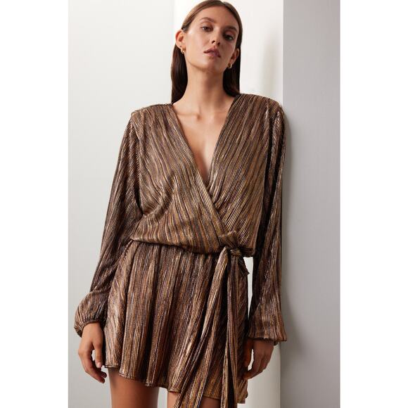 Ramy Brook Dresses & Skirts - RAMY BROOK Multicolor Metallic A-Line Long Sleeves Elise Vincy Dress Size Small